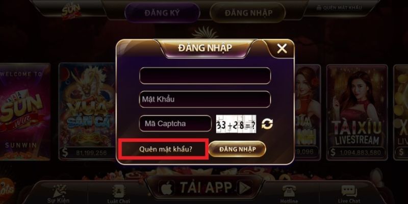 Quên Mật Khẩu Sunwin